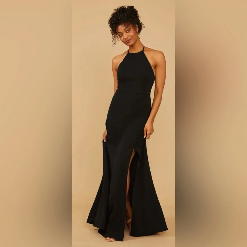 Lulus Black Laurel Luxe Crepe Maxi Dress Large NWT
